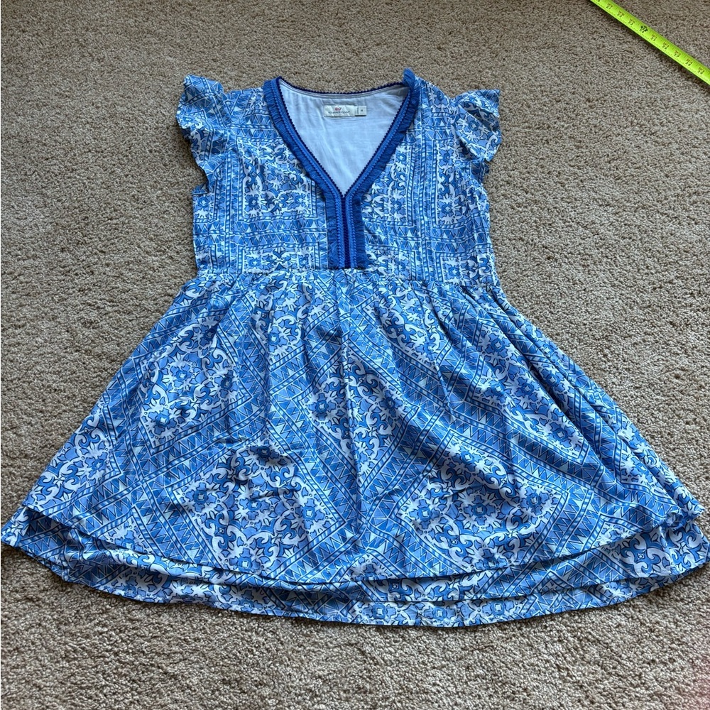 NWOT Vineyard Vines Pintuck Scarf Print Blue Patterned Midi Dress